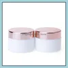 Packing Bottles Office School Business Industrial 30G 50G White Porcelain Cosmetic Jars Cream Bottle With Rose Gold Lid And Whte Pp Liner