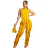 Women's Two Piece Pants Set Tassel Pants Sleeveless Casual Suit Lace Summer Sexy Outfits Ladies