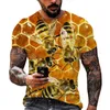 Summer Personlighet 3D Print Tshirt Mens Outdoor Bee Animal Casual Daily Breattable Oneck Short Sleeve Tops Tees XXS6XL 220607
