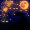 Wall Stickers Cupid Moon Luminous Couple Fluorescent Pink Heart Decal Glow In The Dark For Valentine Day Wedding DecorWall