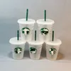 5 Piece Reusable Mug Tumbler Color Change Magic Original PP Food Grade 24oz/701-800ml With Straw HH22-194