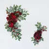 Декорация вечеринки 2pcs Wine Red Rose Artificial Flower Outdoor Свадебный фон арка декоративная угловая домашняя поддельная стена оттопляется отдержка