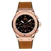 Wristwatches Drop Luxury Watch Automatic Men Rose Case Brown Leather Rubber Strap Casual Sports Reloj Hombre