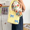 Akşam çantaları kawaii pembe siyah ekose omuz çantası genç kız el çantası bayan moda bowknot üst tutamak paketi lolita tatlı yumuşak kumaş kumaş tote