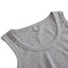 Kadınlar Pamuk Nervürlü Tank Üst T-shirt Spor Salonu Moda Casual Kolsuz Tee Artı Boyutu Sıkı Bluz M30284 220316