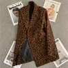 T501 Trajes para mujer Blazers Marca Tide Diseñador de moda retro de alta calidad Serie de grano de leopardo Traje Chaqueta León Doble botonadura Delgado Tallas grandes Ropa de mujer