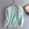 Women Sweaters and pullovers Pure Mink Cashmere Knitted Pullover ladies sweater S1915 201201