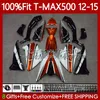 Yamaha Tmax 최대 500 최대 500 Tmax-500 2012 2013 2014 2015 Fairings 113NO.100 T MAX500 T-MAX500 12-15 TMAX500 12 13 14 15 오렌지 흰색 주사 금형 본체