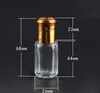 200 Pcs/Lot bouteille en verre octogonale avec couvercle en or, bouteilles à rouleau de parfum, emballage 3/6/10/12 ML
