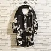 Men's Trench Coats Chinese Style Windbreaker Men's Long Thick Trendy Kimono Jacket Casual Loose Floating Robe MenMen's Viol22