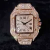 Orologi da uomo quadrati ghiacciati Orologi da uomo hip-hop con diamanti pieni di lusso delle migliori marche Moda Unltra sottile orologio da polso gioielli maschili 2021