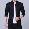 Hommes mode col montant Slim Fit chinois haute qualité mélanges costume veste mâle décontracté tendance grande taille laine Blazer manteau 220819