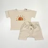 Yaz Bebek Bebek Giysileri Seti Organik Pamuk Dondurma Tee Kızlar Giyim Setleri Çocuk Tshirtshorts Pants Born Bebes 220606