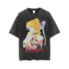 Men039s Tshirts Gothic Streetwear Hip Hop Surdimension T-shirt Anime Girl imprimé Tops japonais 2022 Harajuku Vintage Washed Shor5402588