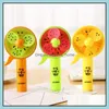 Nyhetsartiklar Heminredning Garden 18x8.8cm Summer Creative Fruit Print Handtryck Fans Barn Studenter Mini Fan Portable Outdoor T3I037