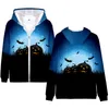 Herrtröjor tröjor Creative Happy Halloween 3D Print Boy Girl Zipper Sweatshirt Autumn Winter Men Women Jackets Hoody O Fashionmen '