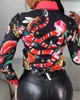 Women Casual Autumn Turn-down Collar Chic Chiffon Blouse Tie Neck Floral Long Sleeve Ladies Shirt 220402