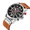 Mens Watch Leather Quartz Waterproof Calendar Watch