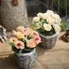 Dekoratif Çiçek Çelenkleri Yapay Gül Peony Silk Küçük Buket Flores Ev Partisi Düğün Dekorasyonu Mariage sahte çiçek diy çelenk çelenk