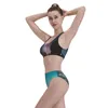 Costume da bagno da donna Costume da bagno diviso in nylon reggiseno morbido costume da bagno a triangolo costume da bagno alla moda con motivo a lettere Summer Beach Vacation costume da bagno