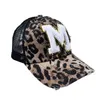 Mulheres Ponytail Leopard Print Sports Hat algodão 26 letras inglesas Chapéu de beisebol de beisebol Terry Towel Apliques Caps 300pcs DAJ455