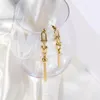 Boucles D'Oreilles Asymétriques Clou Long Et Court Tempérament Doré Femme Moni22