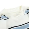 줄무늬하라 주쿠 오버 사이즈 스웨터 가을 일본식 라운드 목 스 플라이 싱 컬러 부부 힙합 니트 스웨터 220811