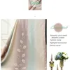 Modern Style Cotton Linen Blackout Curtain Leaves Priented Purple/Green Color Cloth For Adult Child Living Room Bedroom Decor W220421