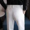 British Style Spring New Slim Fit Dress Pants Män Kläd Bekväm med ankelängd Sträckt kontor Pants Formal Wear J220629