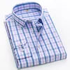 Cotton Plaid Shirt Men's Long-Sleeved Non-Iron Autumn Business Casual Men's Profical Formal Longeeved Shirt XS-5XL 220326