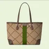 TOP..Ophidia Medium Tote 631685 여성 디자이너 비즈니스 숄더 백 그린 및 레드 웨빙 캔버스 가죽 럭셔리 Deisgners 더블 핸들 백 빈티지