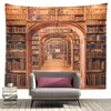 Sepyue Library Bookshelf Hanging Wall Art Wall Carpet Printed For Bedroom Background Home Decor J220804