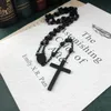 Chokers Black String Beads Rosary Necklace For Women Jesus Cross Pendant Long Neck Chain Gothic Jewelry Accessories VGN076Chokers Godl22