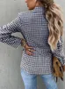 Women's Jackets Houndstooth Printed Casual Coat Slim Suit Blazer Women Office Lady Blazers Jacket Plaid FishionWomen's