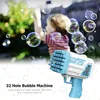Kinder Bazooka Blase Maschine 32 Löcher Gatling Elektrische Seife Blase Macking Spielzeug für Outdoor Sommer Kinder Jungen Mädchen Bad Spielzeug Y220725