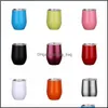 Mugs Drinkware Kitchen Dining Bar Home Garden 12Oz Stainless Steel Tumbler With Lid Egg Shape Wine Glasses Vacuum Water Bottle Mug Zwl243