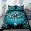 Black Death Moth Bedding Set Gothic Skull Duvet Cover Set Butterfly Bedclothes 2/3pcs Moon Stars Luxury Home Textiles