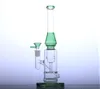 11 inch waterpijpglas waterleiding recycler bong roken bubbler rechte basis groen, lichtblauw, donkerblauw, heldere kleuren