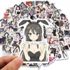 50PCSLOT JAPAN ANIME SEXY CARONING BUNNY GIRL ملصقات للزلاب على الجليد المحمول أمتعة الأمتعة DIY DIY Decord Decor Decor