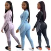 Women's Tracksuits Letter Lucky Label Printing Long-sleeved Sportswear Jogger Gym Set 2 Piece Tracksuit Women