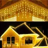 Cordes Décor De Noël Guirlande Rideau Cascade Glaçon Rue Sur La Maison Mariage D'hiver Romantique 3M-35M Droop 0.3-0.5mLED LED