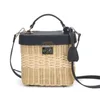 Avondtassen dames lederen band met één schouder crossbody tas handgemaakte mode natuurlijk geweven ronde rattan handbagsevening