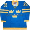 Thr 35 Henrik Lundqvist Team Szwecja 40 Henrik Zetterberg 4 Hjalmrsson 6 Anton Stralman 21 Filip Forsberg Hockey Jersey Niestandardowe Nazwa i