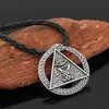 Pendant Necklaces Viking Satan Round Retro Amulet Horus Eyes Pagan Men's Punk Gothic Necklace Sweater Chain Halloween Gift JewelryPendan