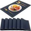 Sets de table Tapis de table à manger en cuir PU imperméables Dessous de verre résistants à la chaleur Napperons lavables pour Pâques Thanksgiving Noël Nouvel An Fête