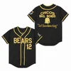 Mężczyźni Bad News Bears 12 Tanner Boyle 3 Kelly Leak Jersey 1976 Chico's Bail Bonds Movie Baseball Jerseys Biały czarny żółty rozmiar S-xxxl