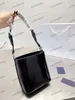 Panier Bucket Bag Spazzolato Patent Leather Designer Women Drawstring Shoulder Bag Triangle Logo Luxury Nylon Brand Crossbody Tote Purse