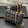 Top quality Designer Chain Shoulder Bags Women Cross body Bag Woolen cloth gold copper hardware accessories luxury retro tofu shape handbag Crossbody Purse 20cm