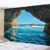 Islas Cueva Océano Tapiz Mar Cielo Naturaleza Paisaje Playa Dormitorio Boho Decoración Alfombra Hippie Arte Tapiz Colgante de pared Manta de tela J220804