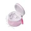 Mini Round Seersucker Cosmetic Bag 30pcs Lot US -Lagerhause Rote Make -up -H￼lle Frau Schmuck Aufbewahrungstasche Waschbeutel M￼nze Tasche Domil1061566